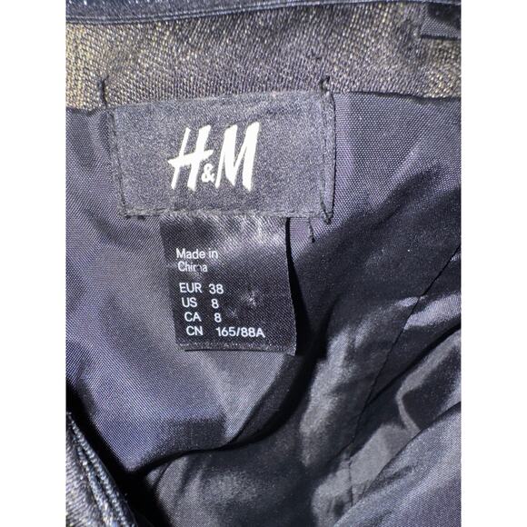 H&M Y2K Strapless Plaid Mini Dress w/Pleats and Pockets Black Tan Blue SZ 8 NWOT - Picture 4 of 4